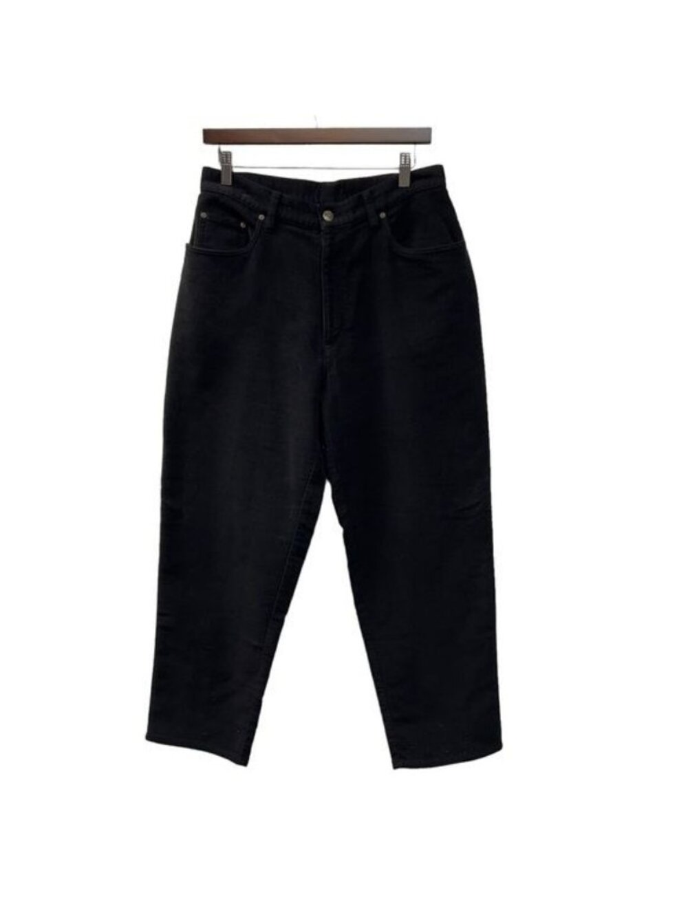 L.L. Bean Vintage 90s Tapered Black High Waist Velour Mom Jeans